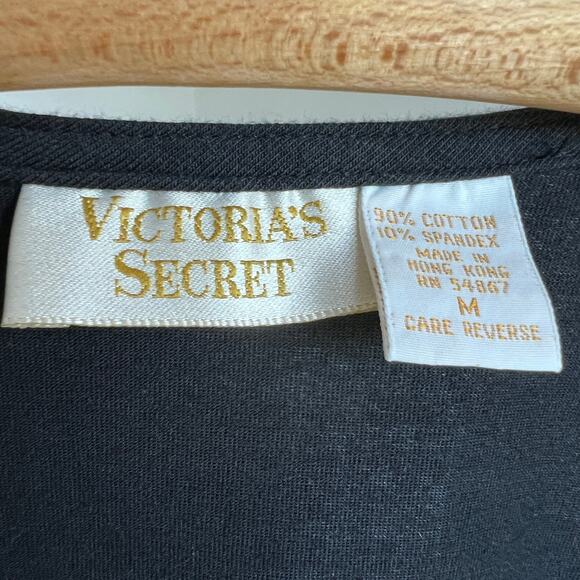 Vintage Gold Label Victoria Secret 80s Long Sleeve Bodysuit Black Wrap Surplice - Picture 7 of 9